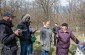 The Yahad team at the memorial alongside the local Jewish survivor. ©Les Kasyanov/Yahad - In Unum.