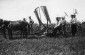 Jewish farmers with a threshing machine borrowed from ORT (Association for the Promotion of Skilled Trades) in Alexăndreni, Bessarabia, Romania, 1927. © YIVO Photo Archive